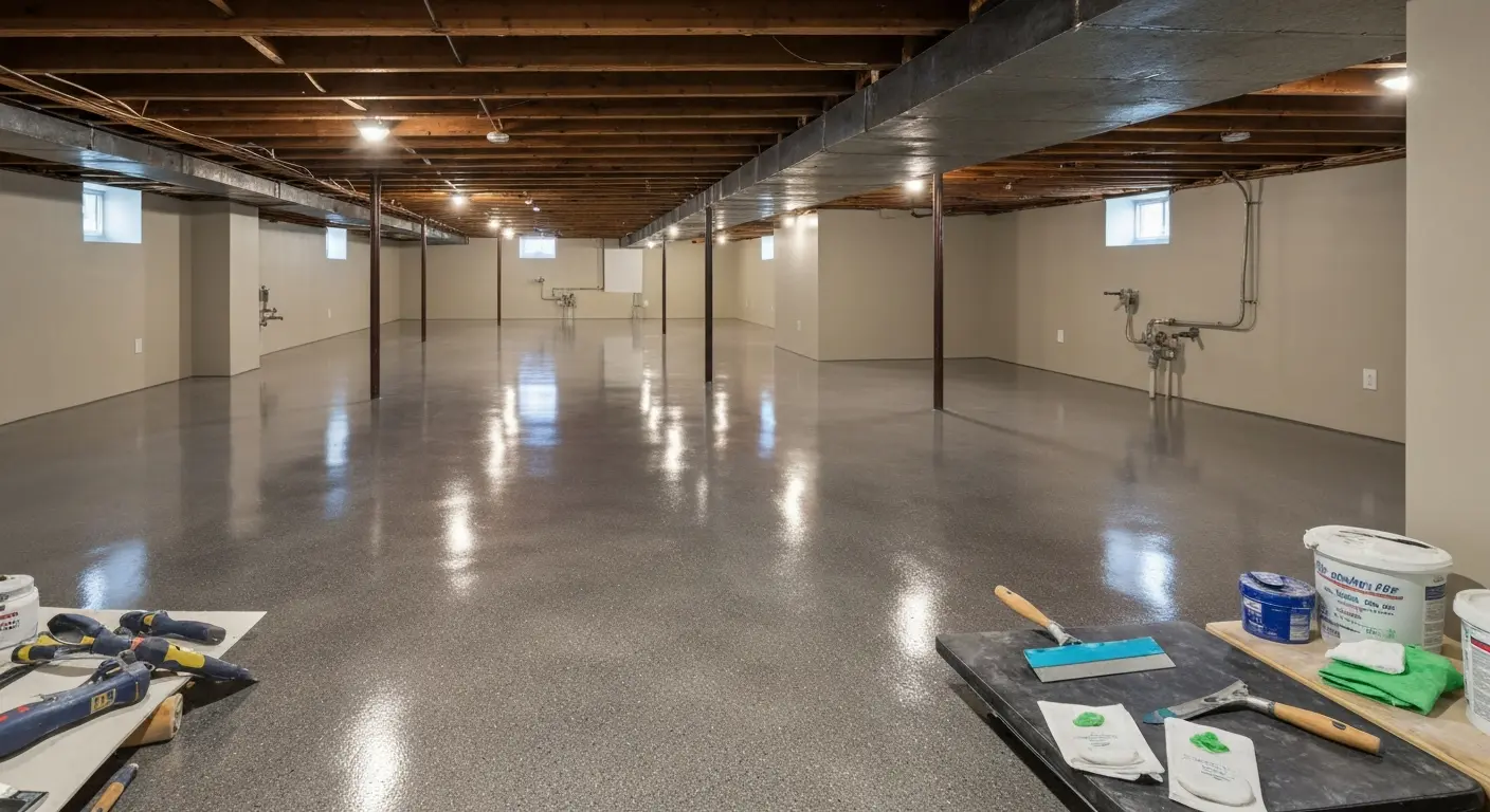 Basement epoxy flooring