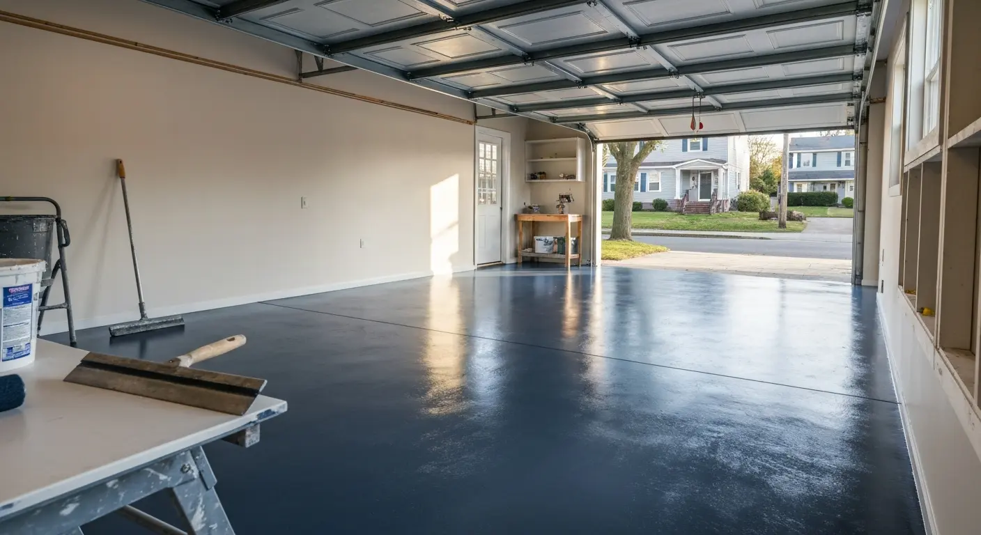 Garage epoxy flooring installation