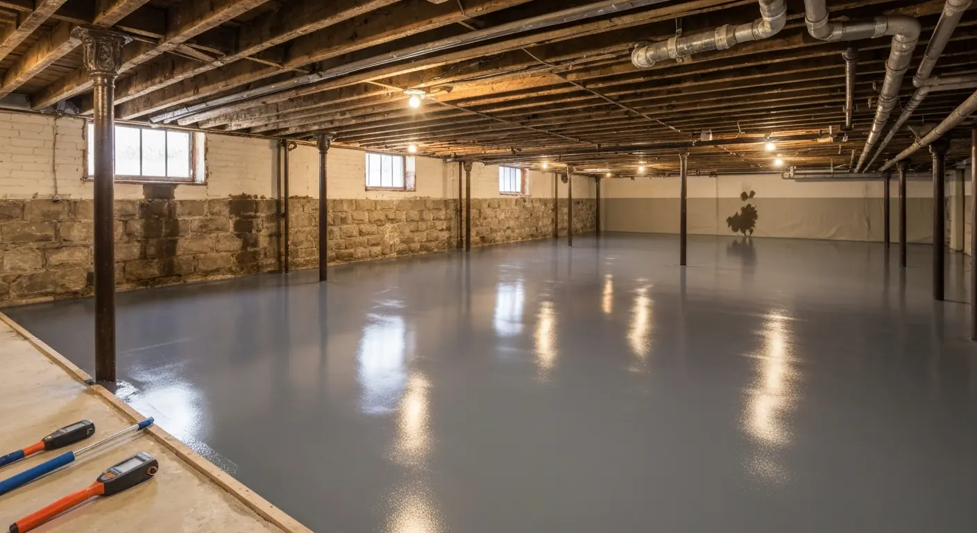Basement epoxy flooring