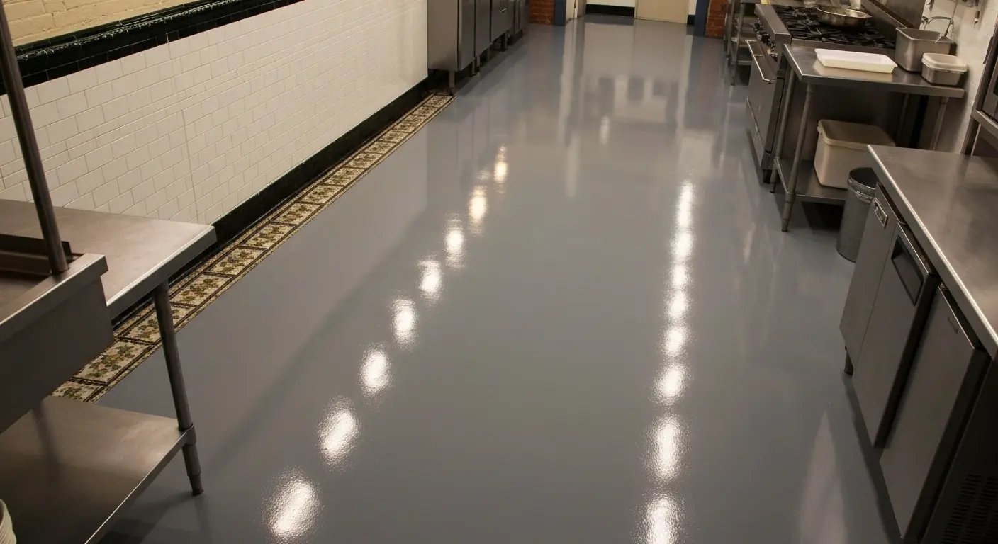 Restaurant kitchen epoxy floor