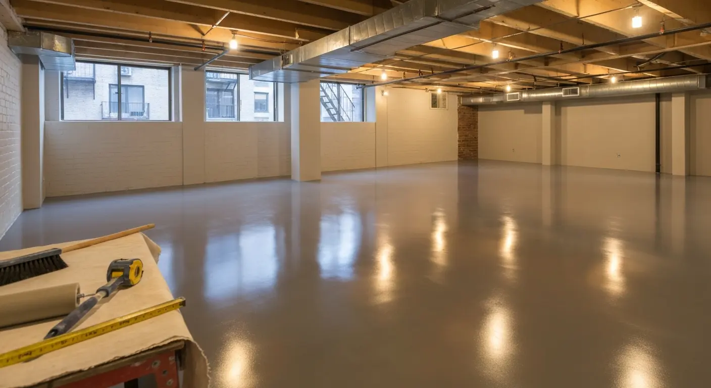 Basement epoxy flooring