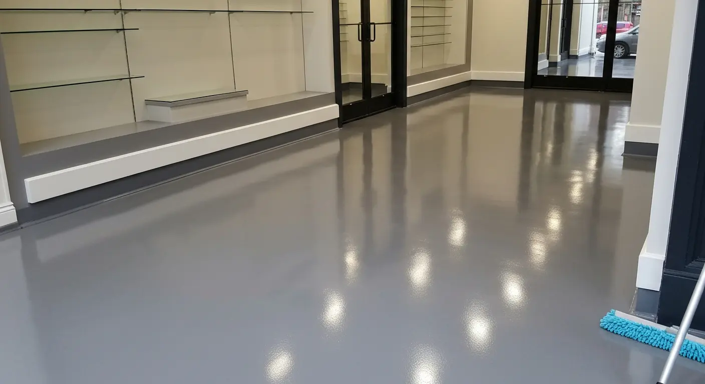 Commercial retail epoxy flooring in Flushing
