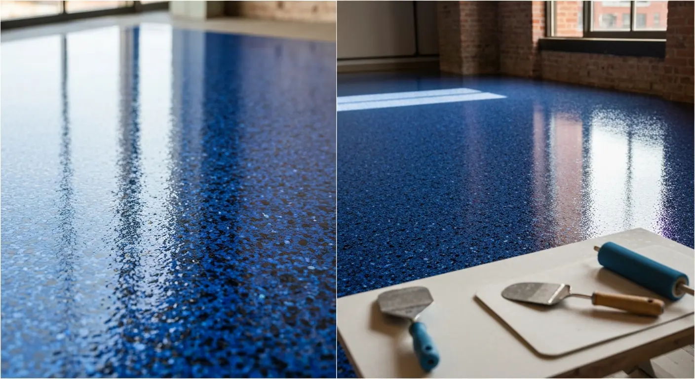 Decorative flake epoxy flooring