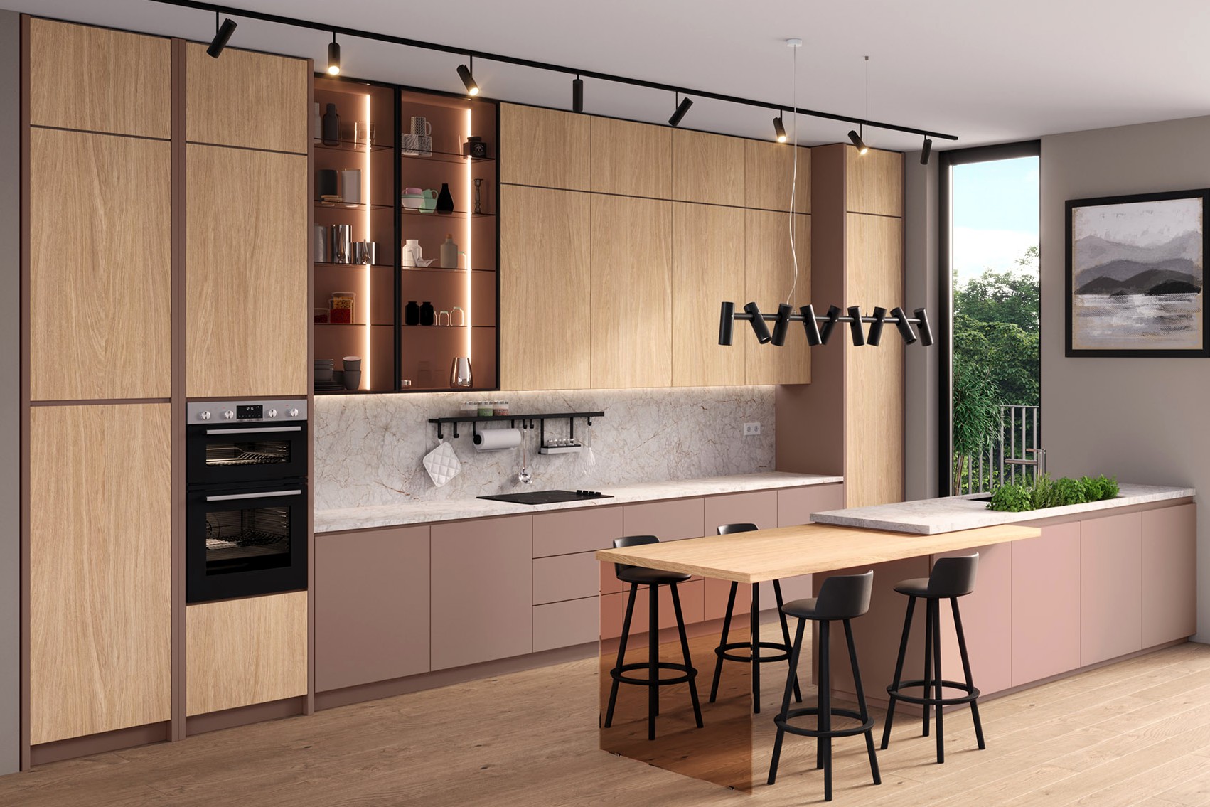 modern kitchen designed with Kronospan Straw Primavera Oak