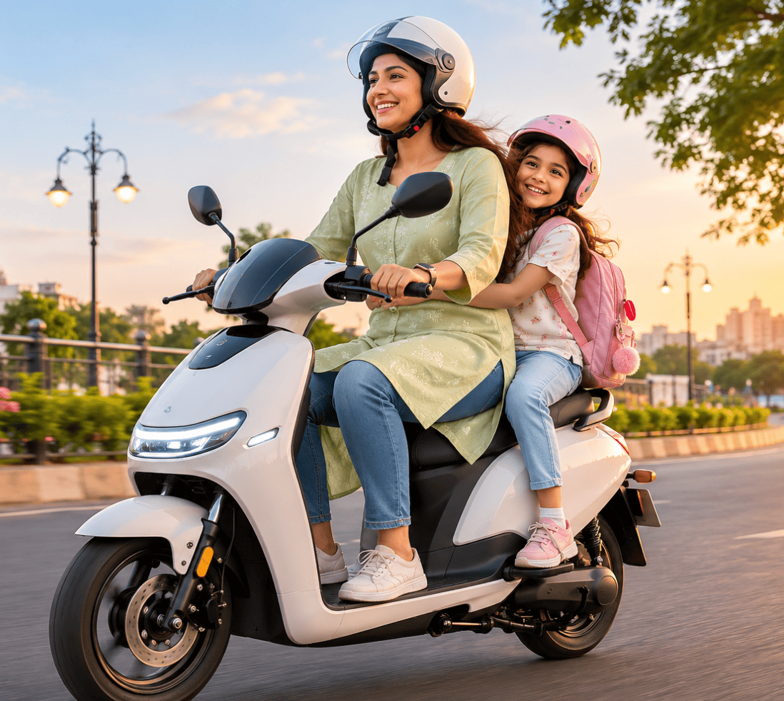 White electric scooter available at Sahaj E-Bikes Indore