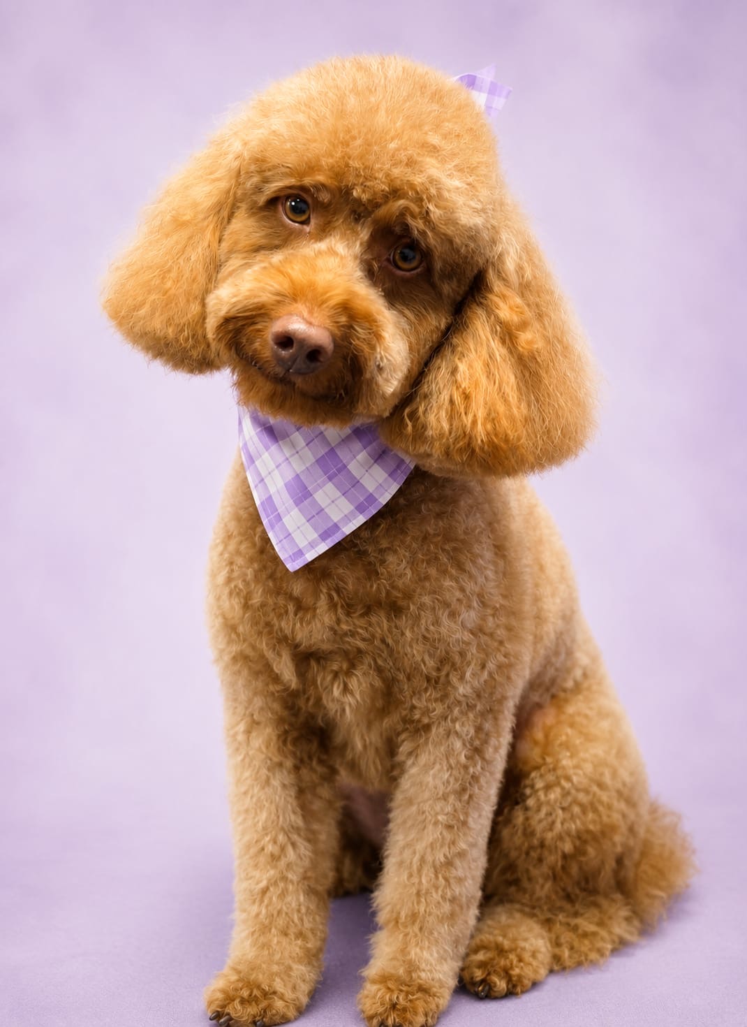 Poodle after grooming at Julie's Groom Room