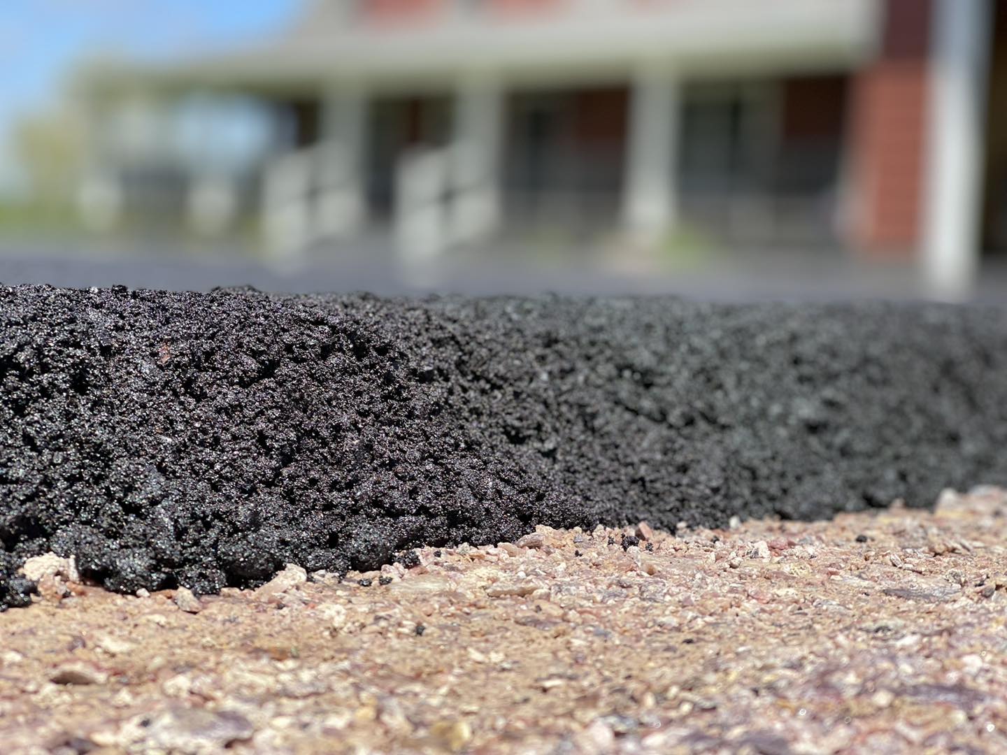 Close-up view of professional asphalt installation