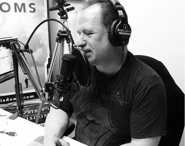 Bobby Glen James recording the podcast