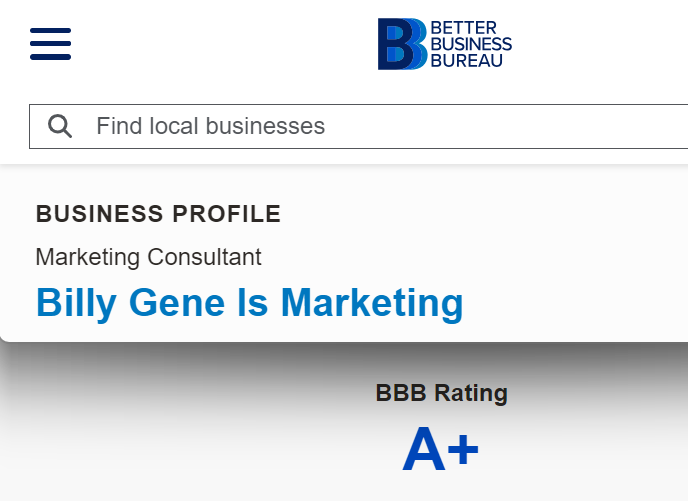 Better Business Bureau A+ rating