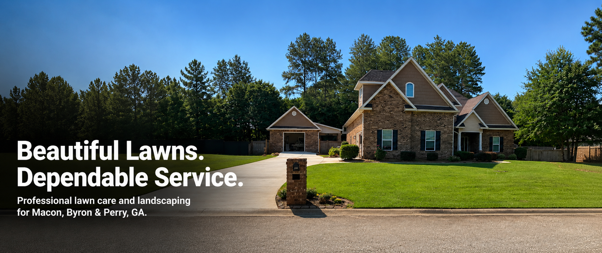 Well-maintained residential lawn and landscaping in Middle Georgia