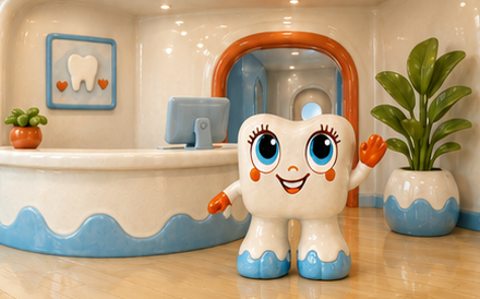 Customized pediatric dental reception scene