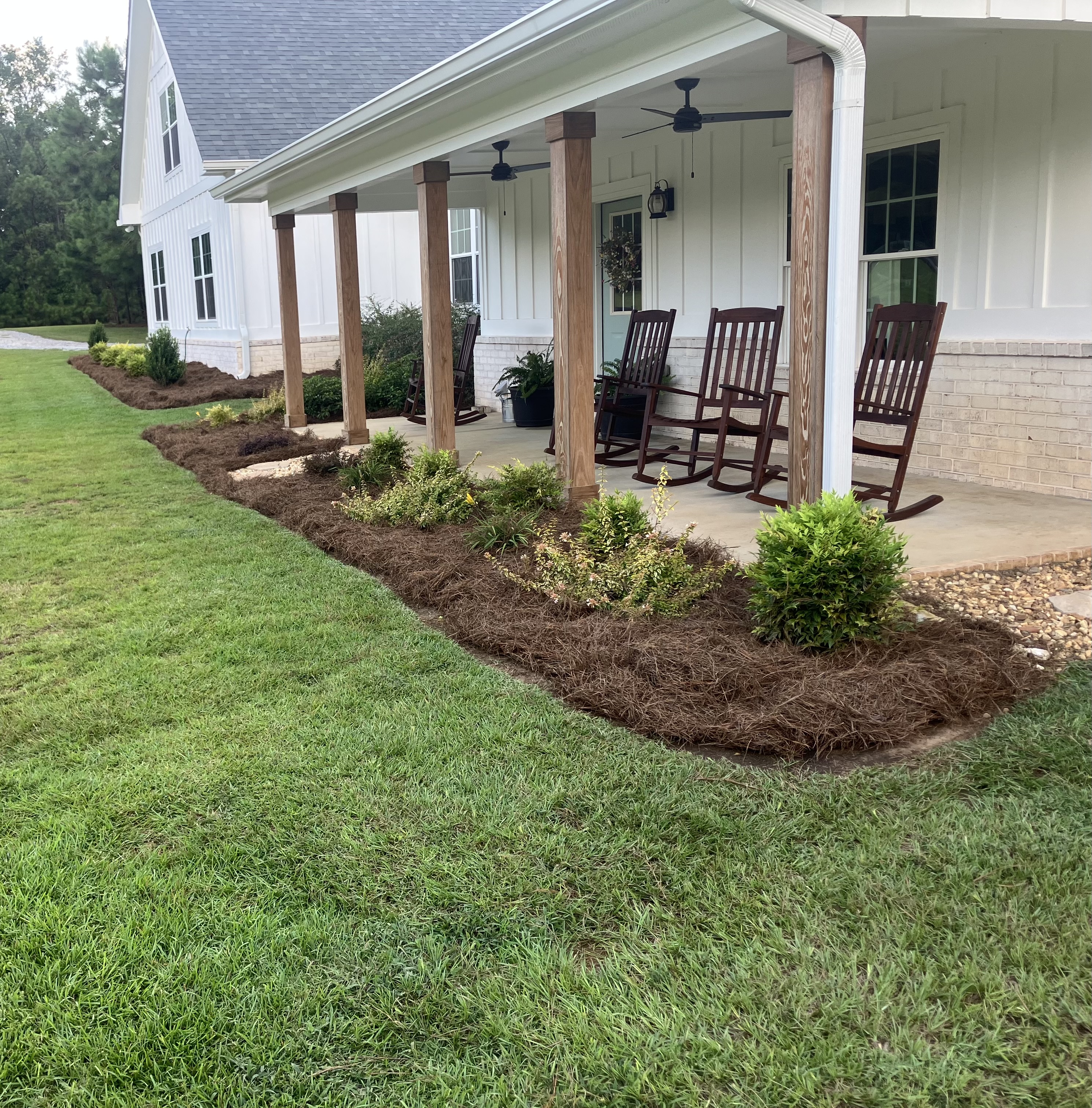 Freshly updated residential flower bed