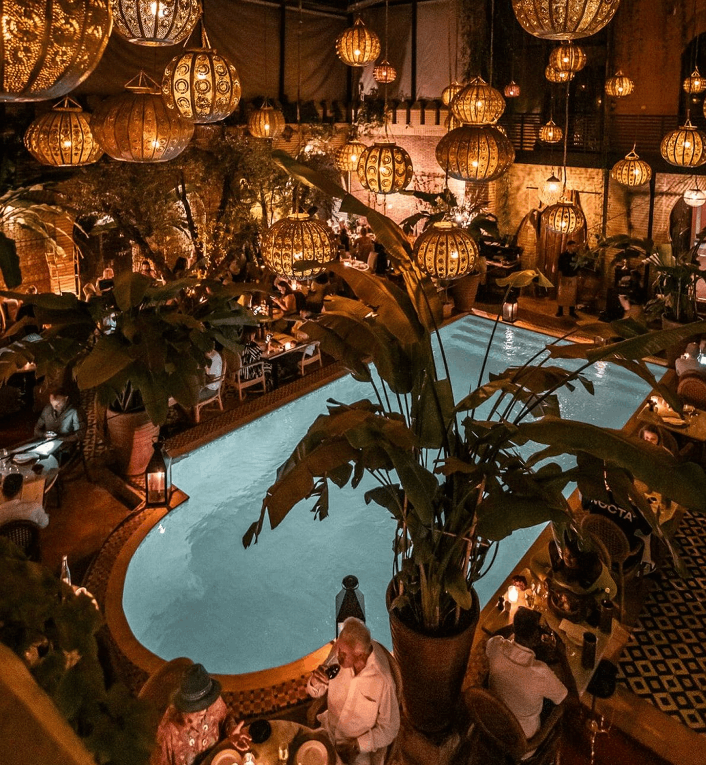 Luxury riad dining courtyard