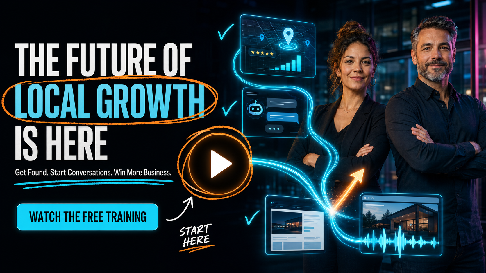 The future of local growth is here — BrandRise 360 AI video poster