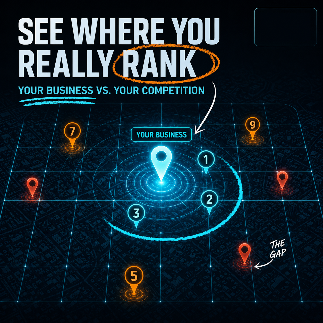 Local ranking grid showing your business versus the competition