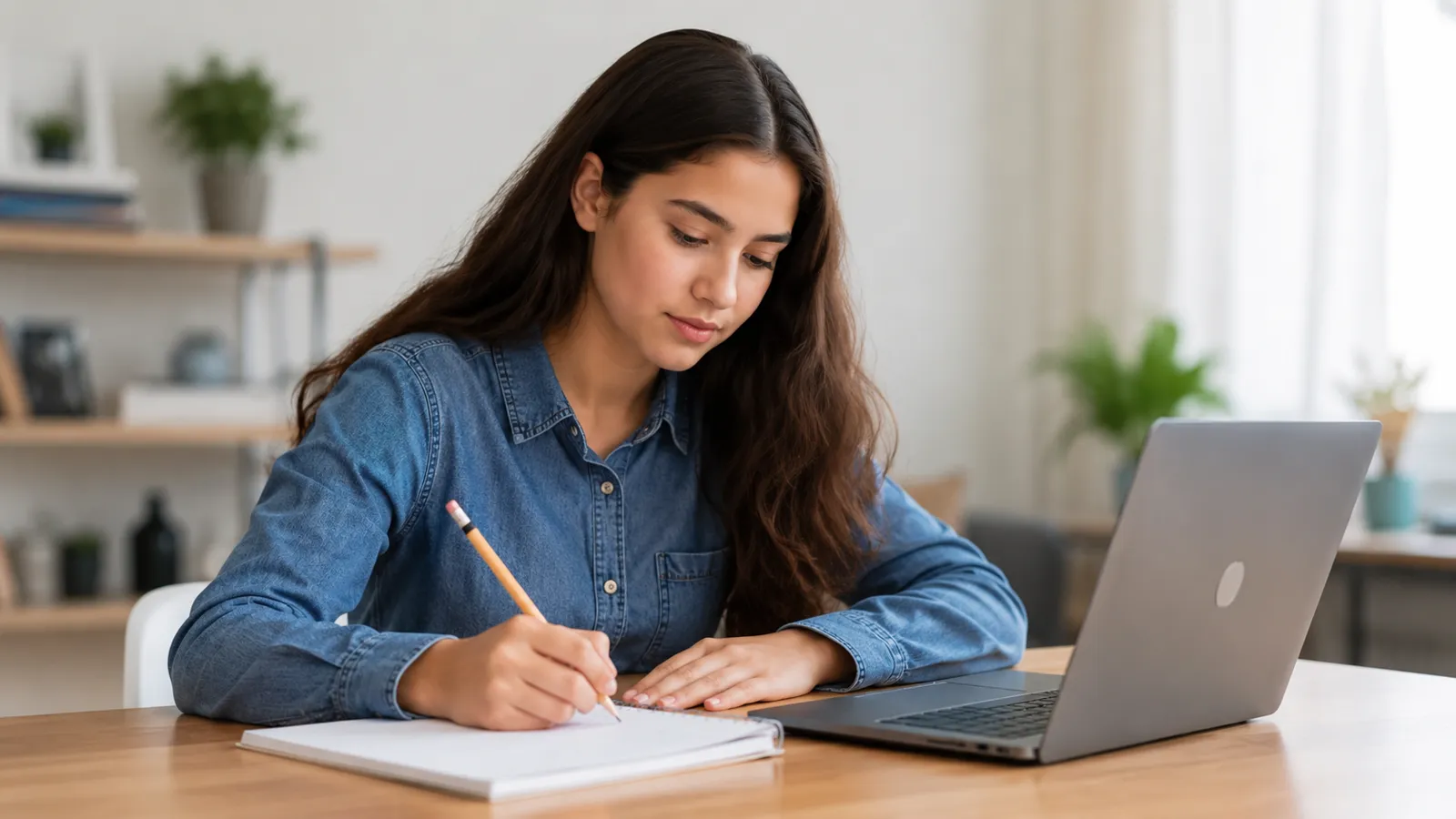 High school students working at a table