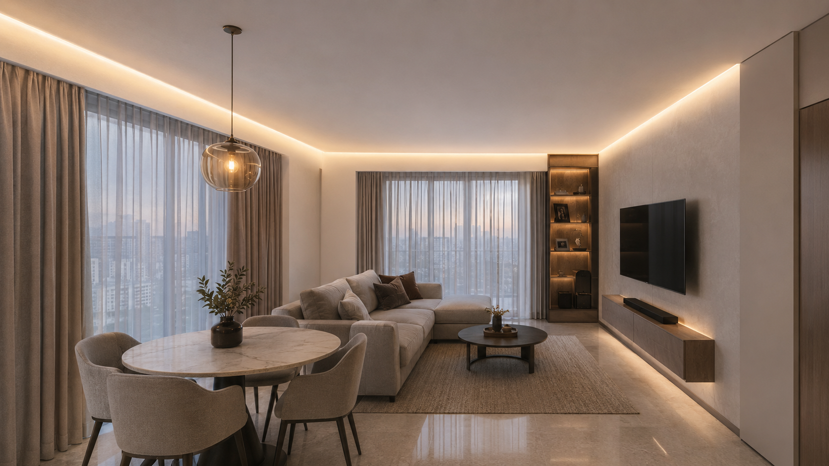 Bright modern condo living room