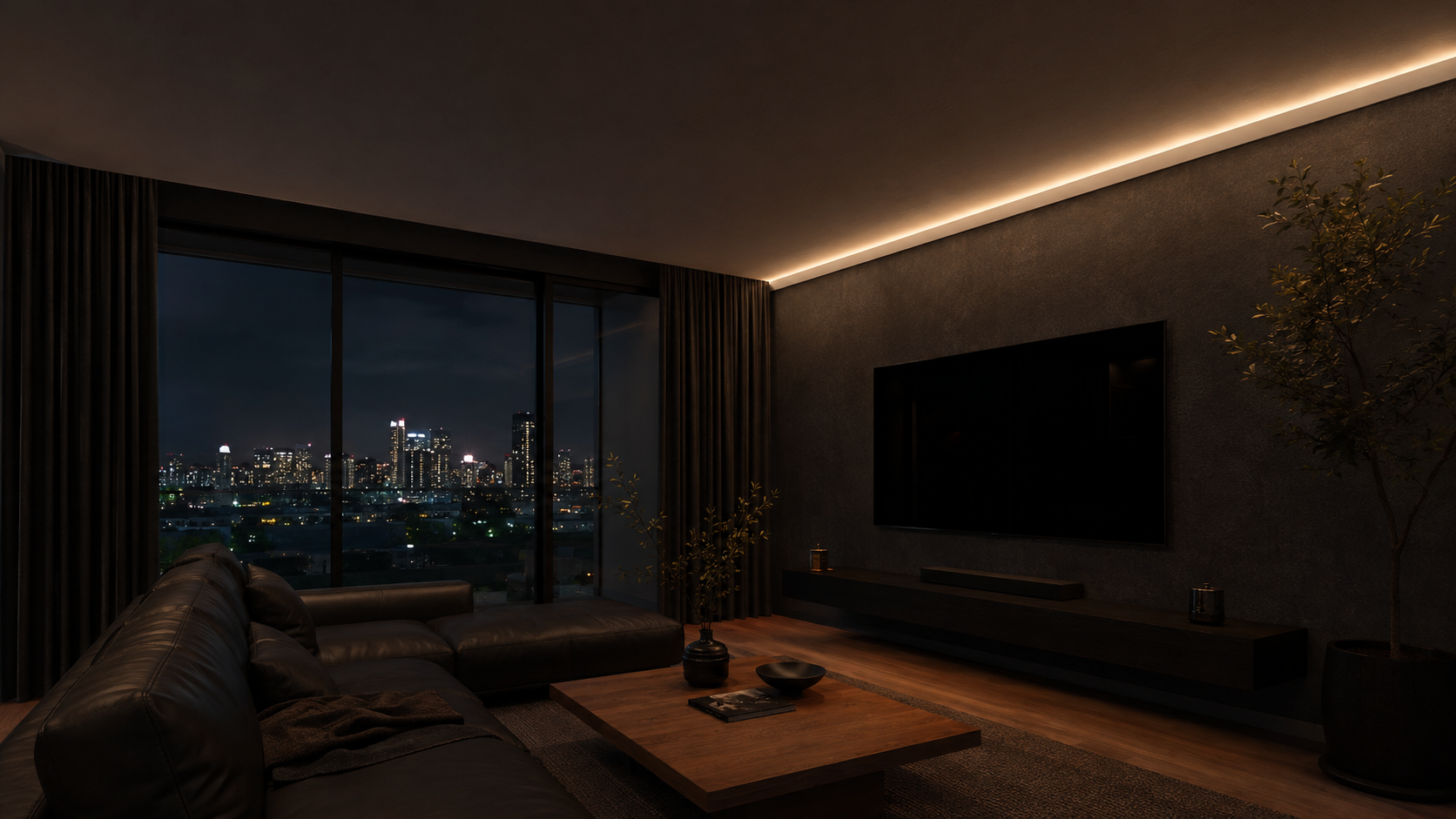 Warm dining and living area