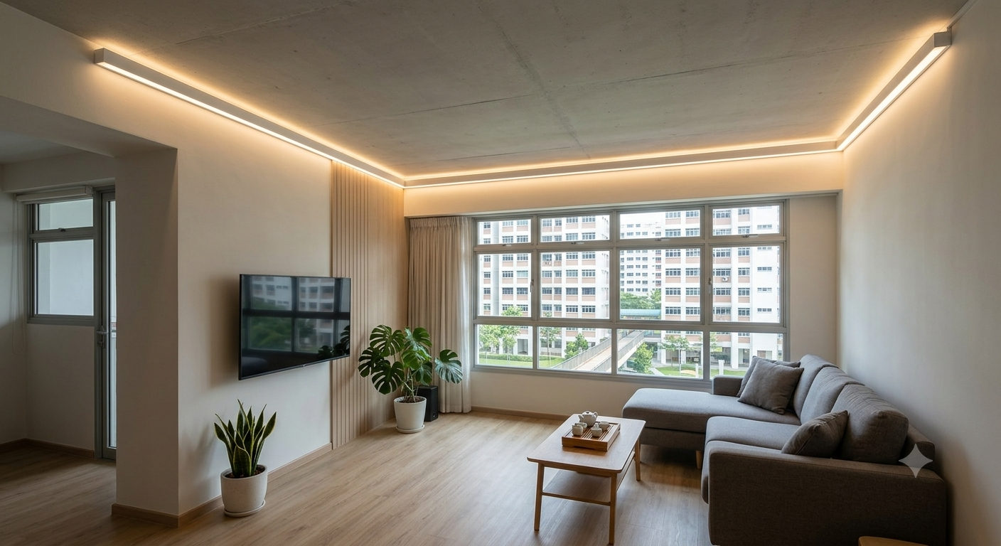 Living room with skyline view