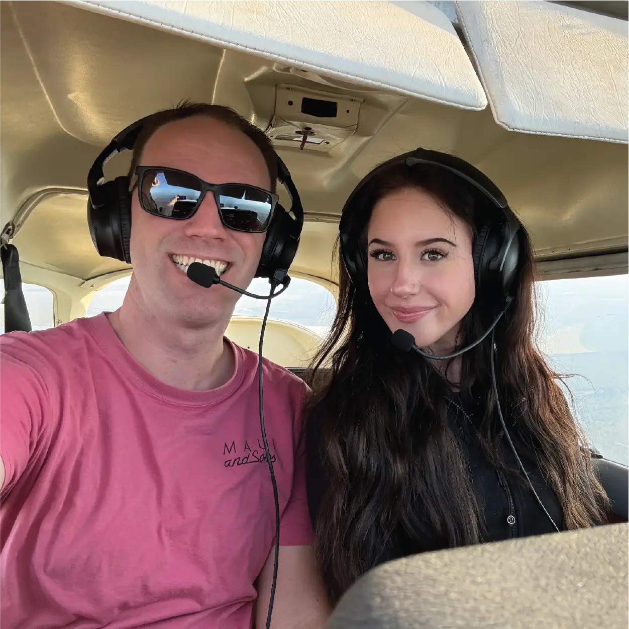 Student taking first discovery flight at Lincoln Regional Airport with Lincoln Skyways instructor