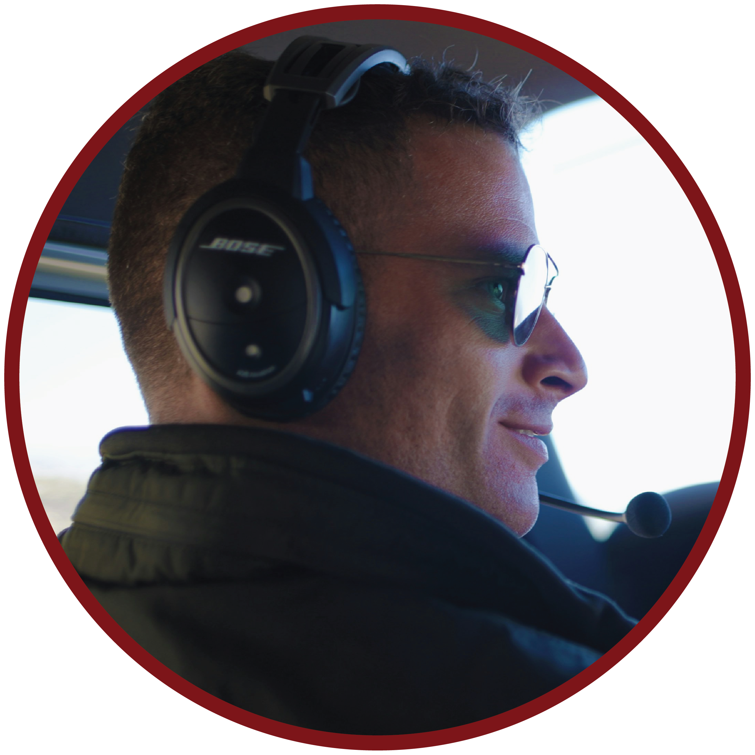 Pilot wearing Bose headset