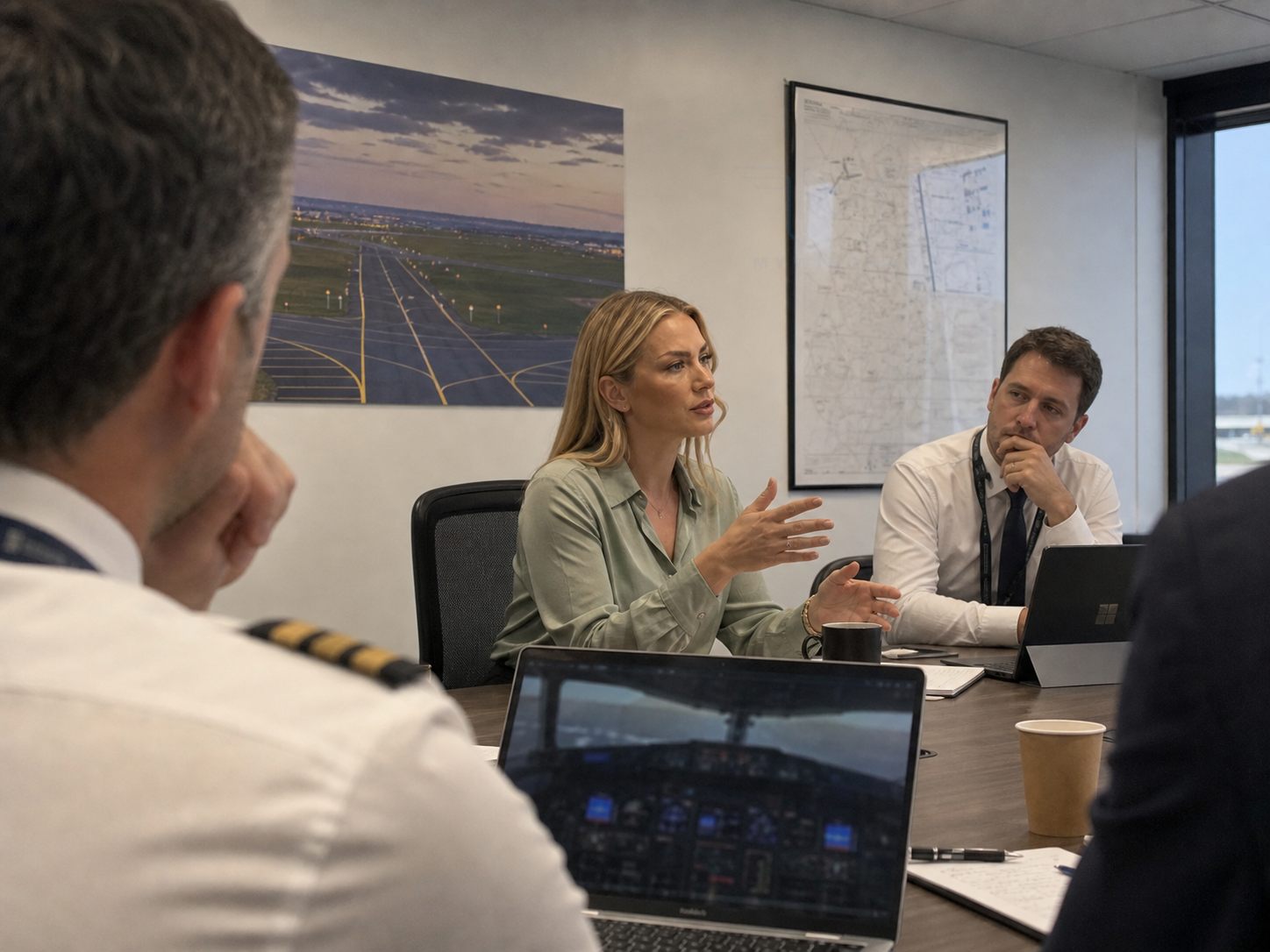 Aleksandra Kapela leading a workshop with aviation professionals