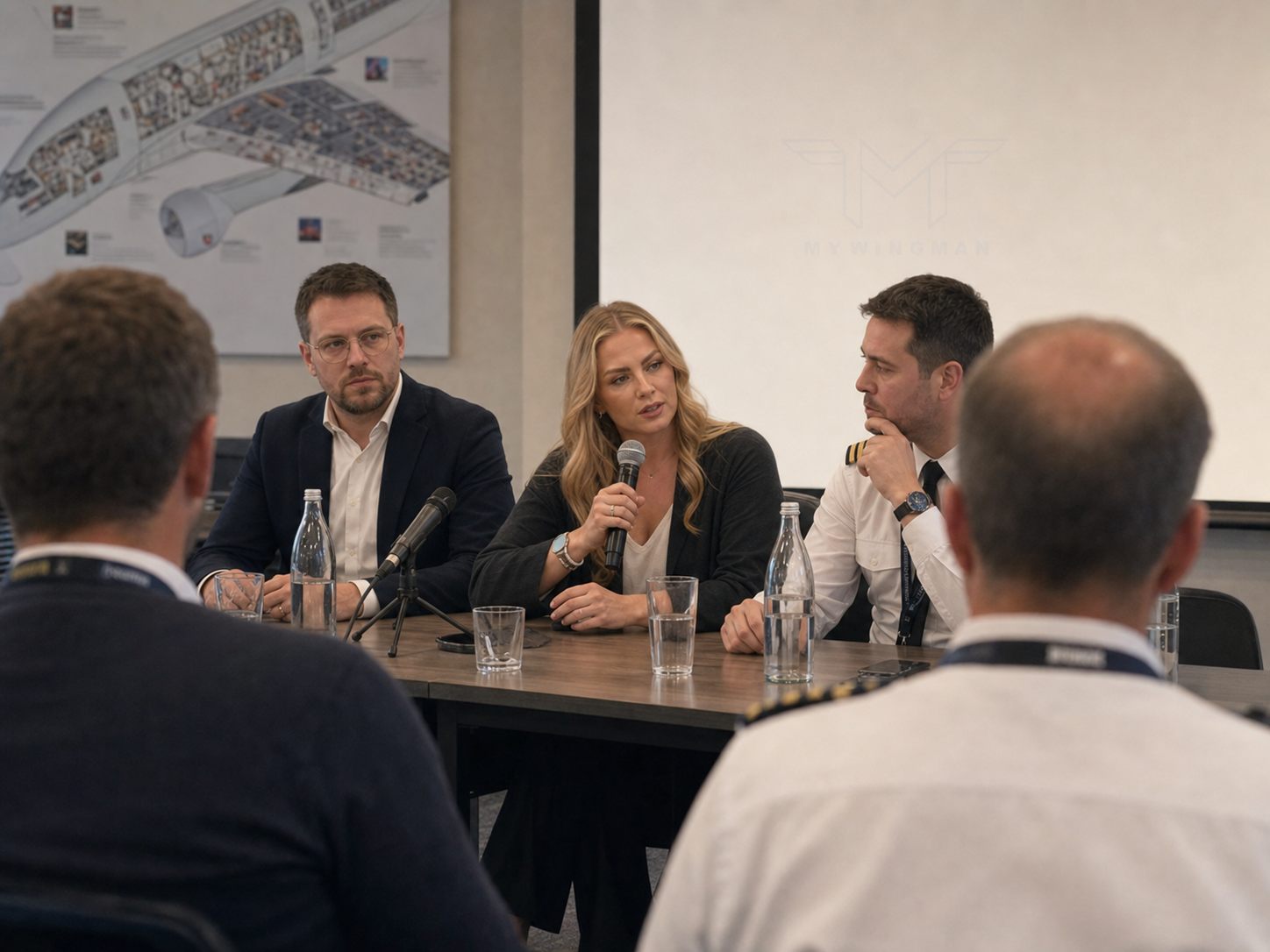 Aleksandra Kapela contributing to an aviation psychology panel discussion