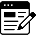 Content and pencil icon symbolising compelling marketing copy to attract and convert online audiences.