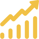 Upward graph icon symbolising data-driven growth through website traffic and conversion tracking.