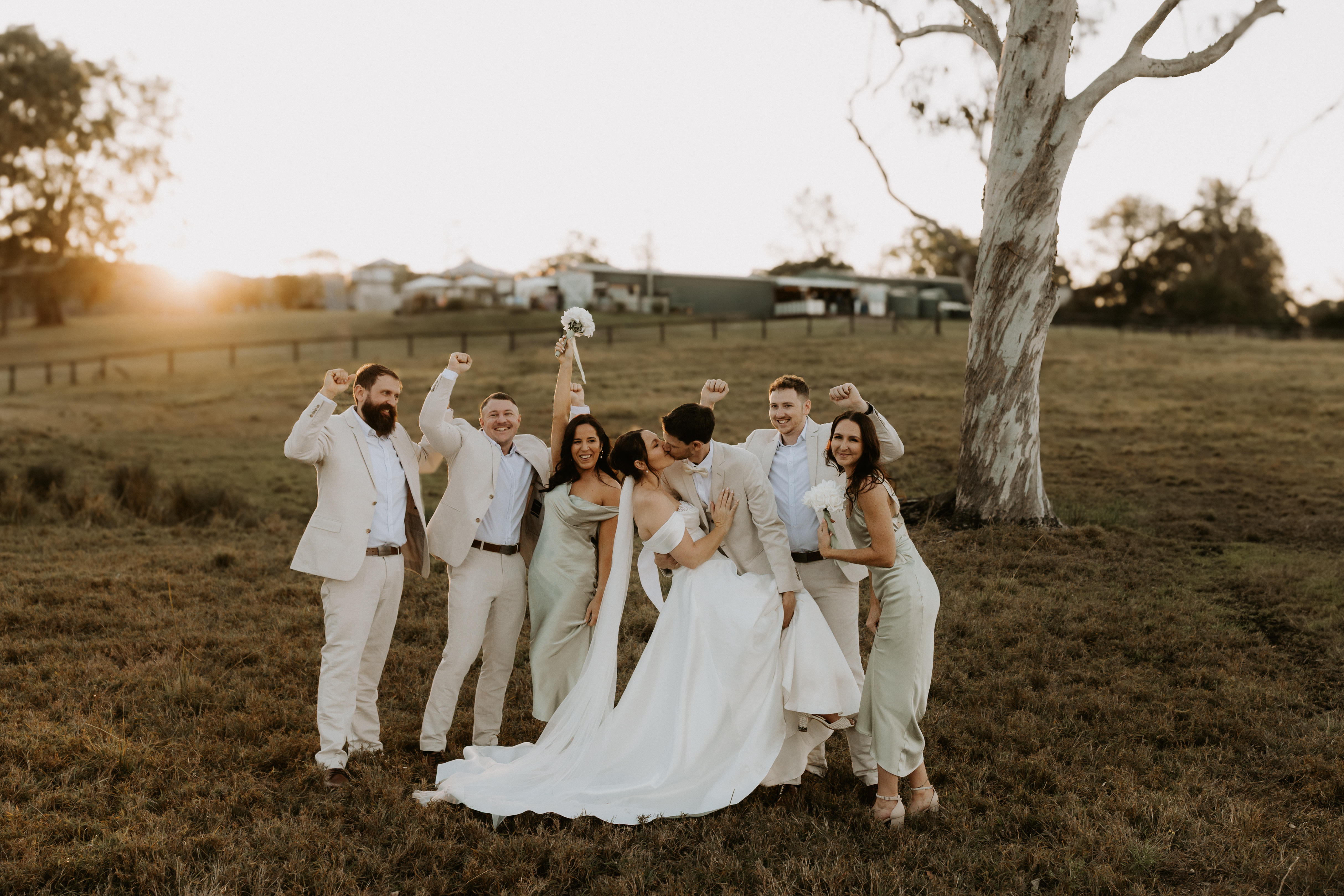 Delaneys Estate wedding couple in golden paddock