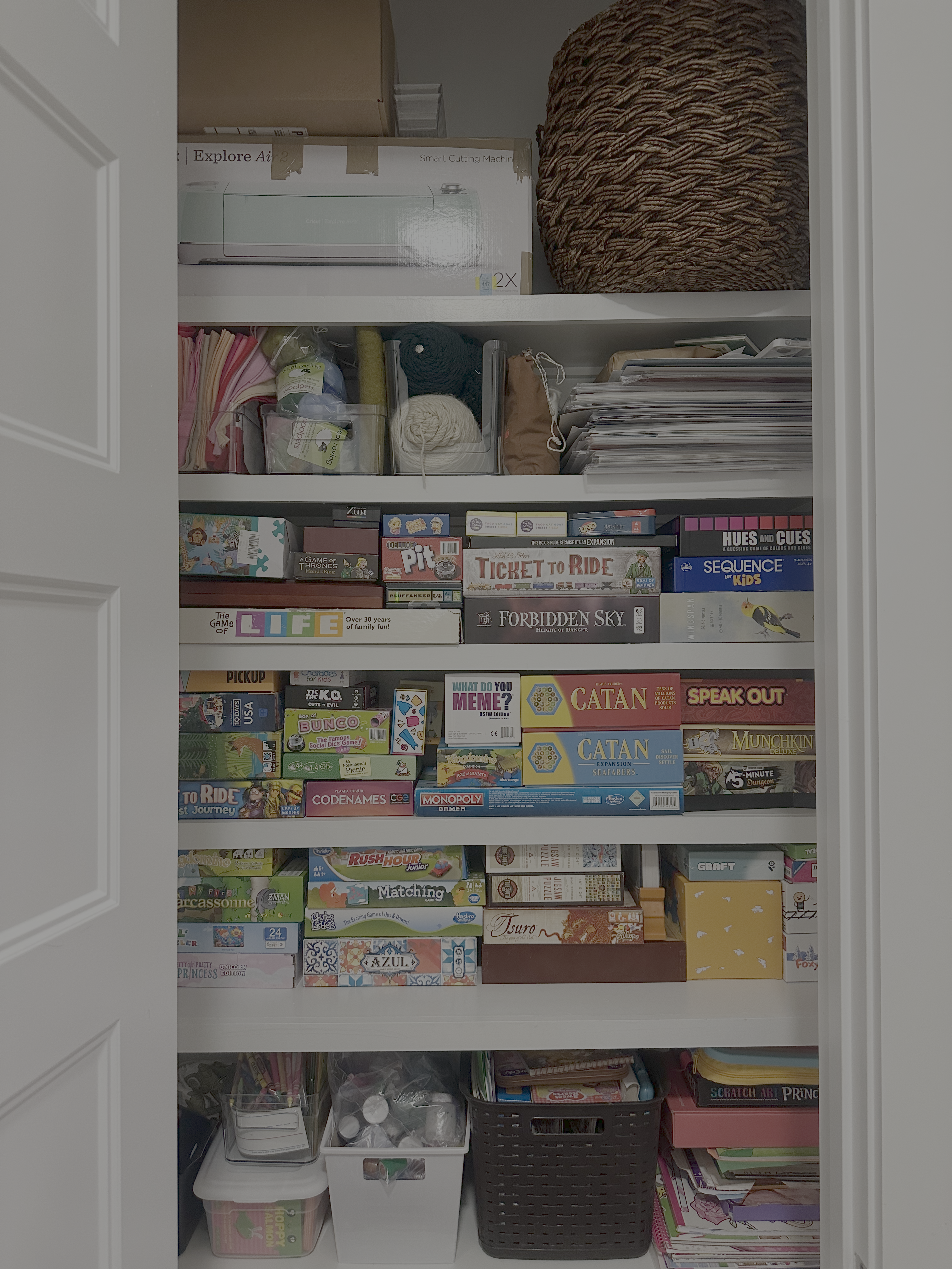 Game closet after organizing