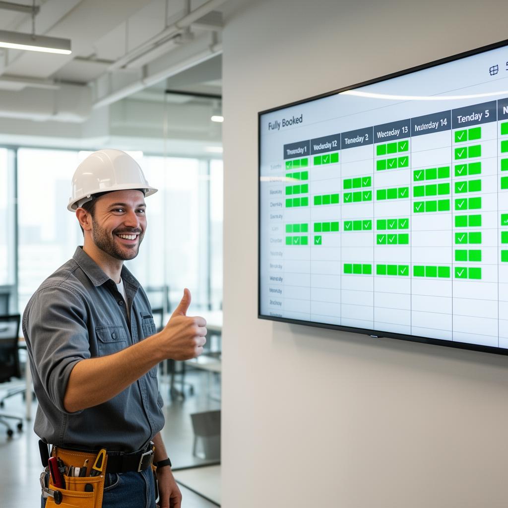 Contractor reviewing booked calendar