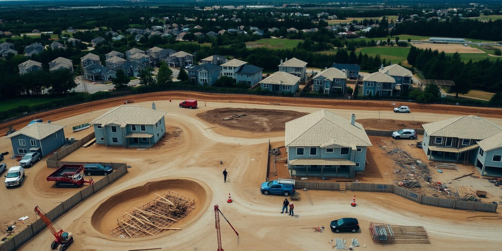 Aerial view of construction development