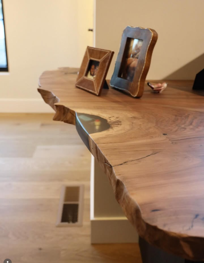 Live-edge detail and resin fill