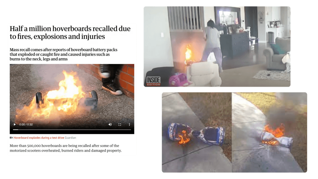 Hoverboards catching fire