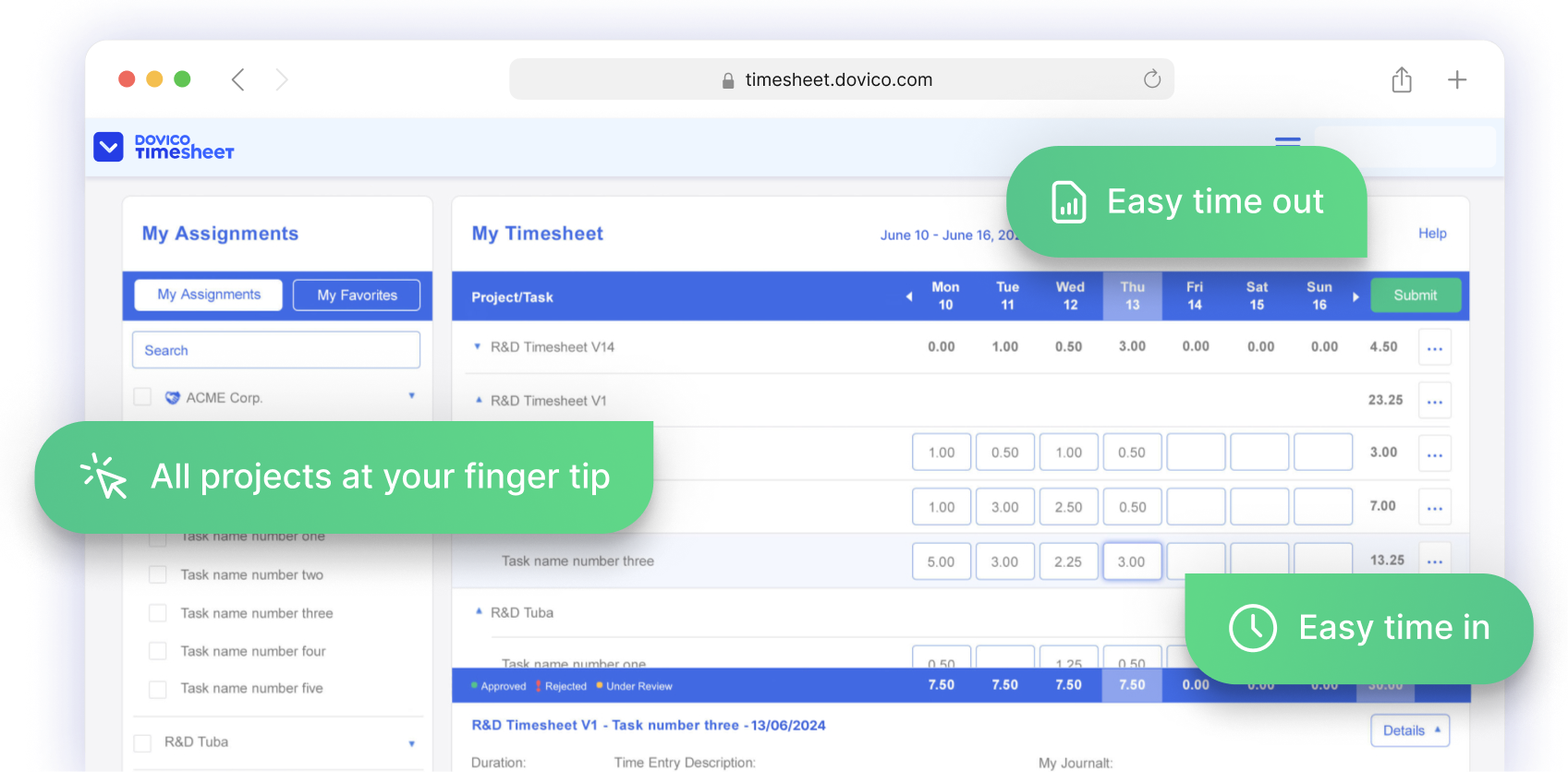 Dovico Timesheet Dashboard