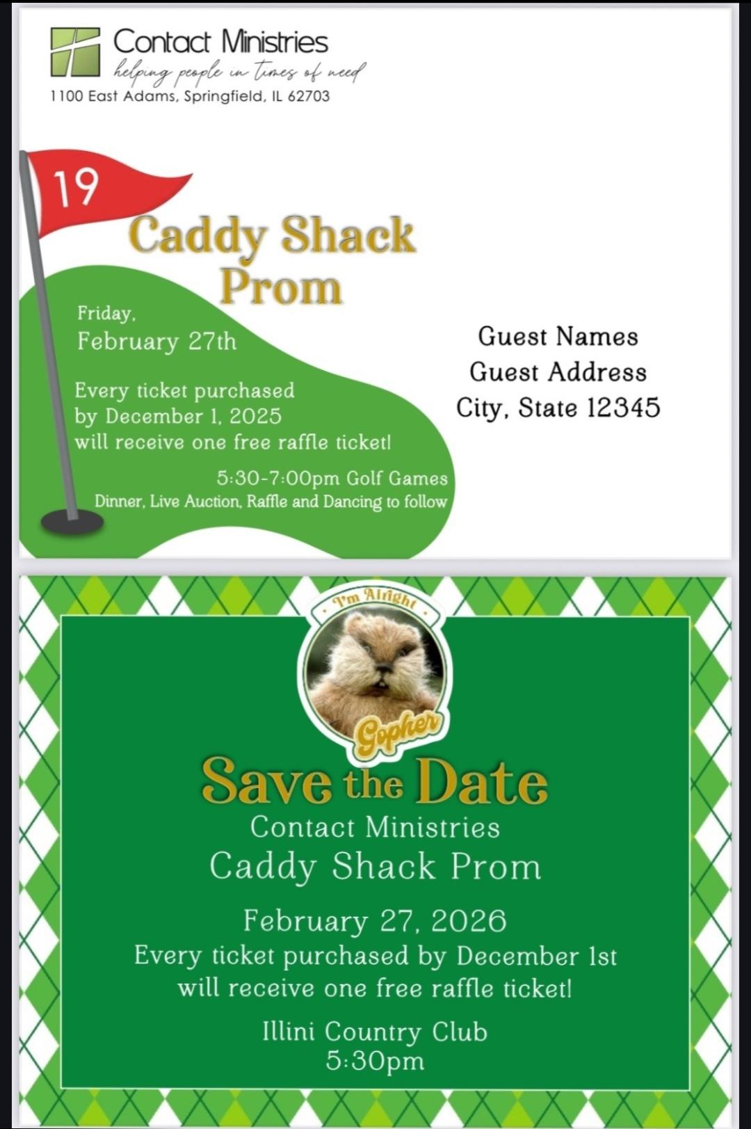Caddy Shack Prom Event flier