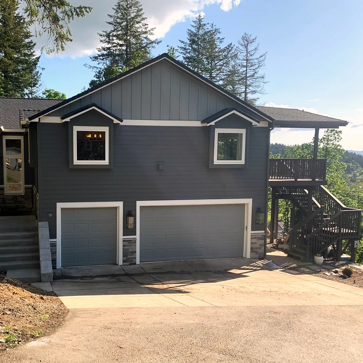 After photo — Salem Oregon home completed with fresh siding, modern paint colors, crisp trim, and polished exterior finish