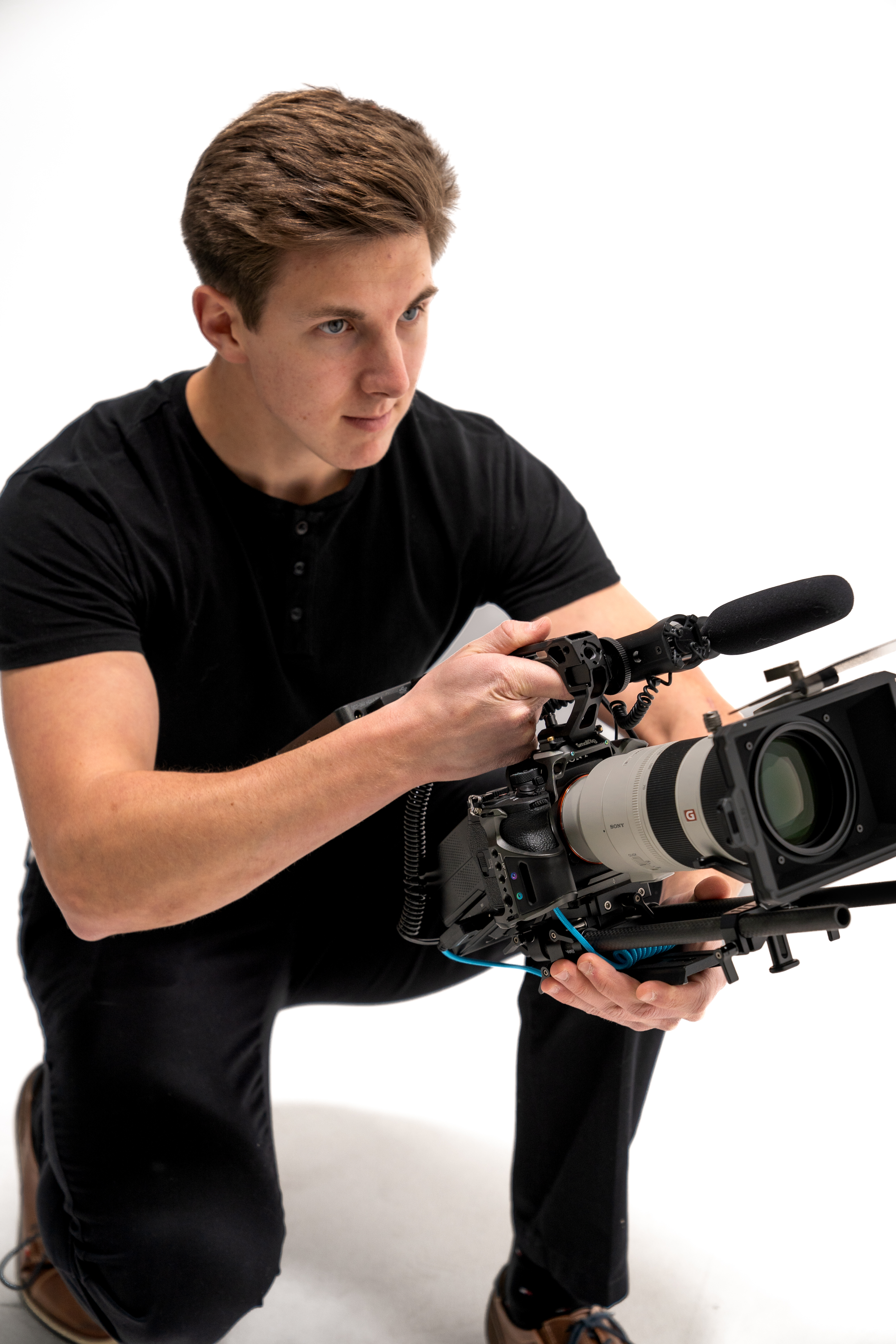 Filming content at a studio