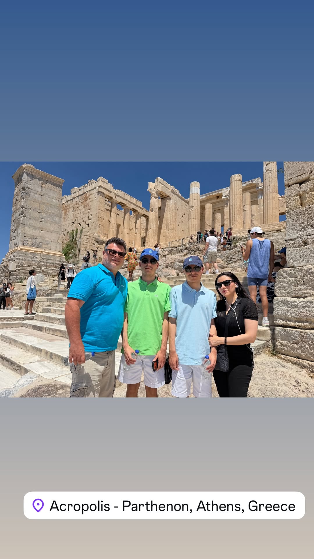 Peter Risko with his family visiting the Acropolis in Athens