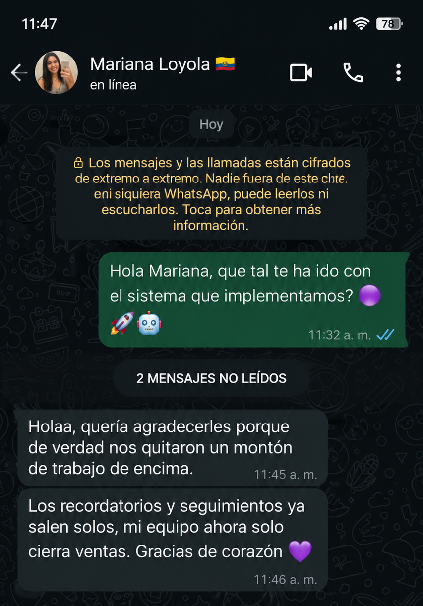 Conversación de WhatsApp con Mariana Loyola