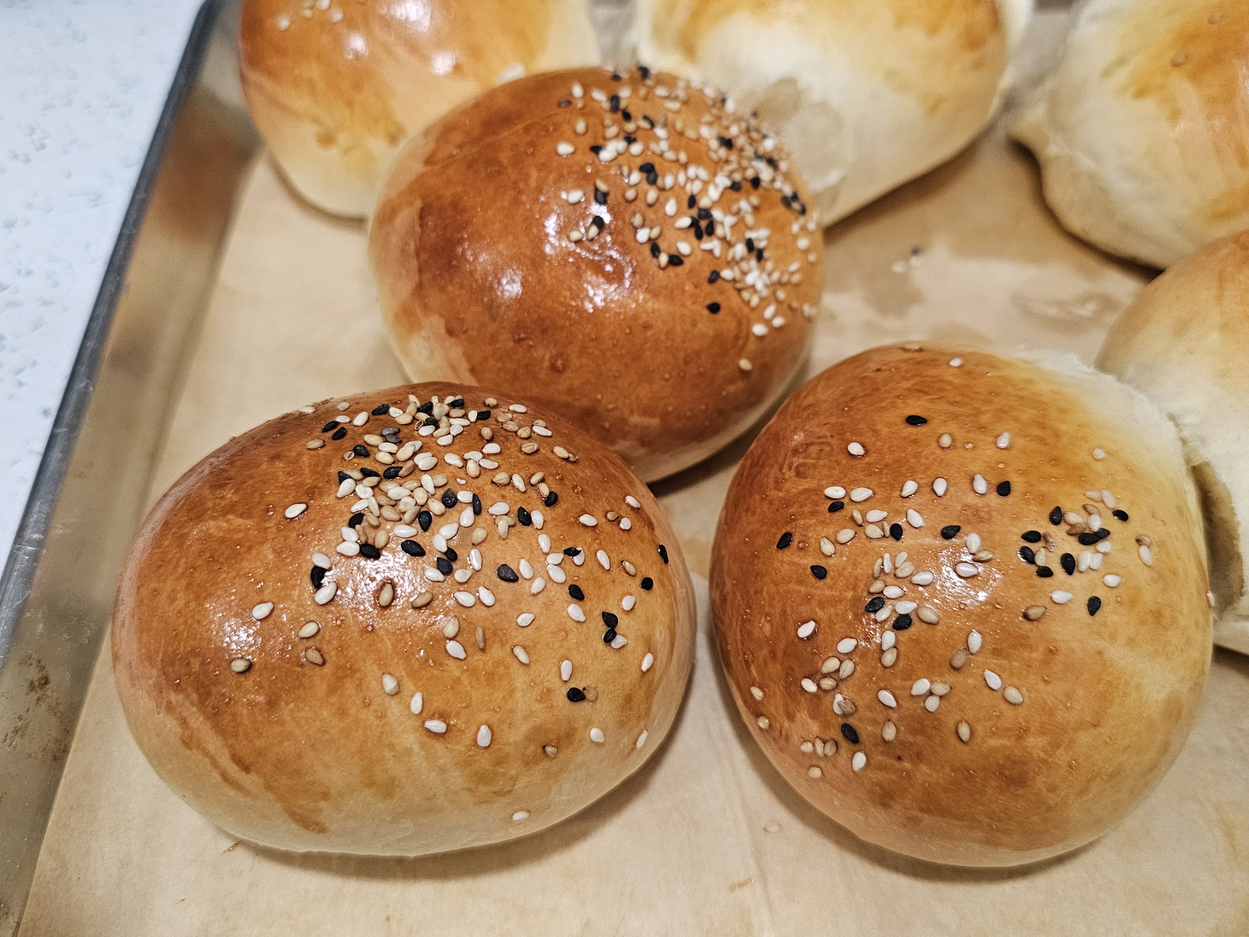 Fresh baked hamburger buns
