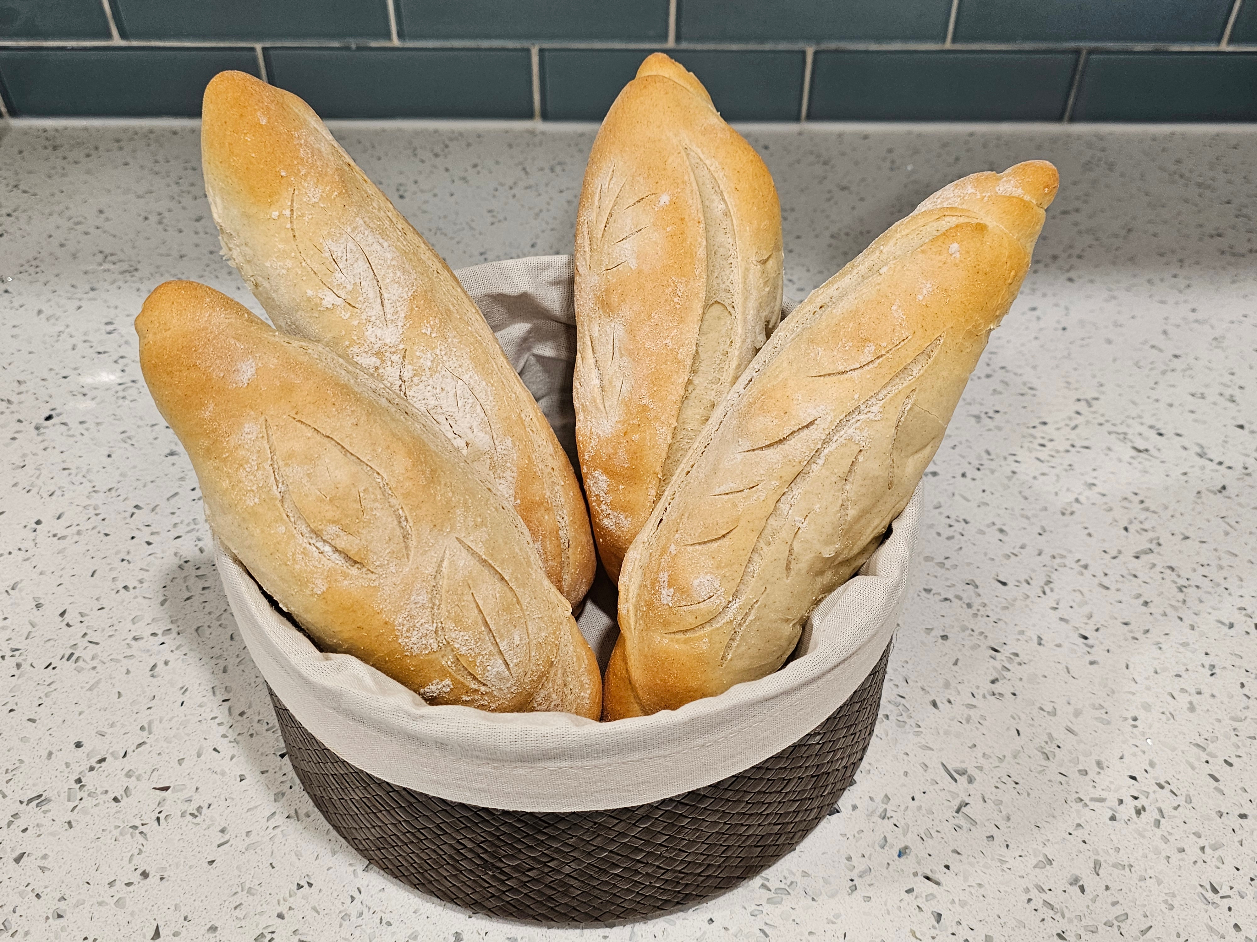 Mexican bolillo bread rolls