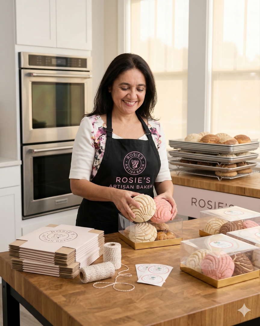 Rosie empacando un pedido fresco para entrega