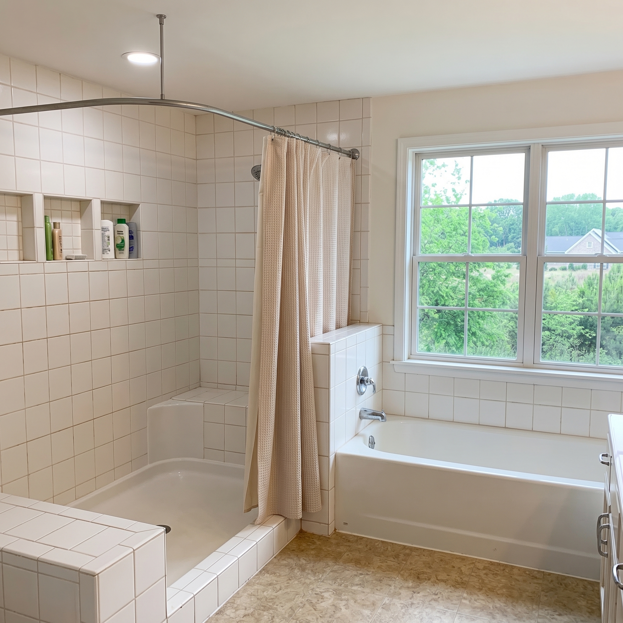 Before: bathroom before custom glass installation