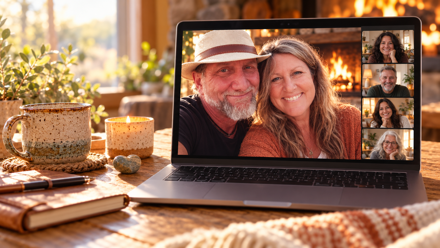 Zan and Troy hosting the Sit With the Fire Private Gathering on Zoom
