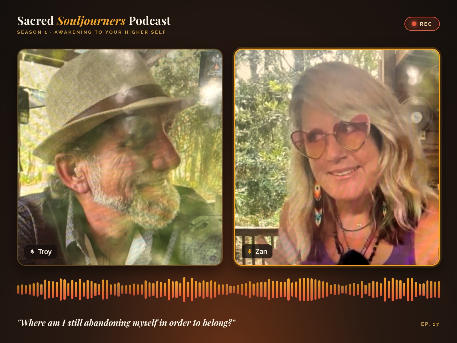 Zan and Troy recording the Sacred Souljourners Podcast
