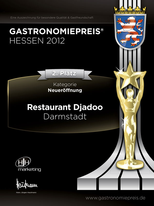 Gastronomiepreis Hessen 2012, zweiter Platz in der Kategorie Neueröffnung