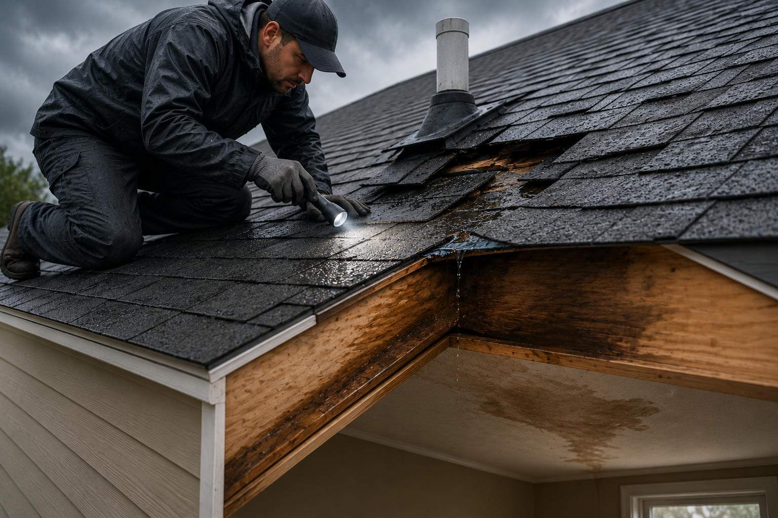 Crestview inspector reviewing a roof