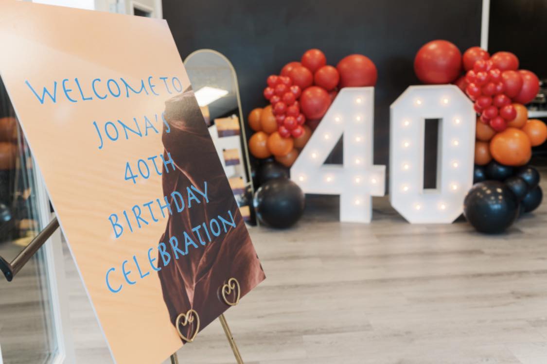 Happy Birthday balloon arch